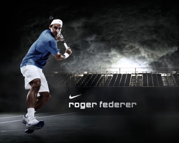 Roger Federer thể hiện đánh bóng 
