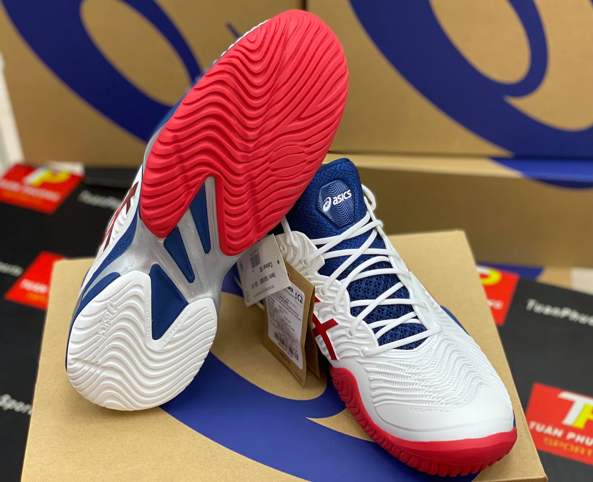 asics court ff 2 white mako blue